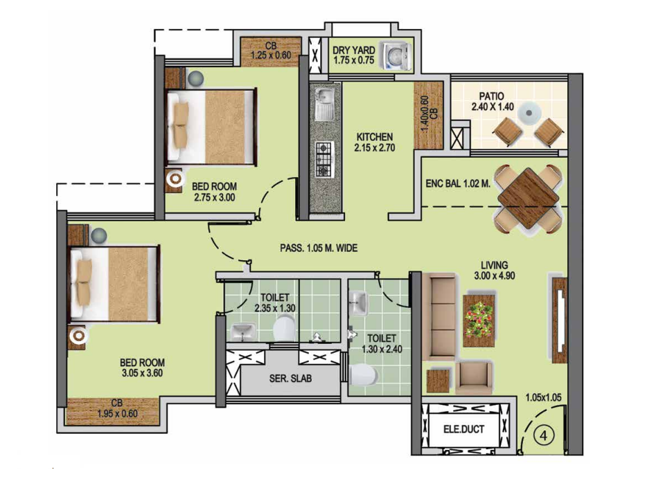 Puranik Rumah Bali Thane 2BHK Plan